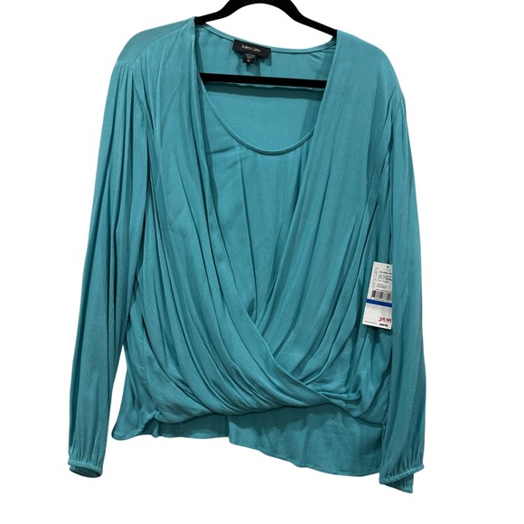 Karen Kane Tops - Karen Kane Island Rhythm‎ Layer Drape Top Aqua XL Made in USA